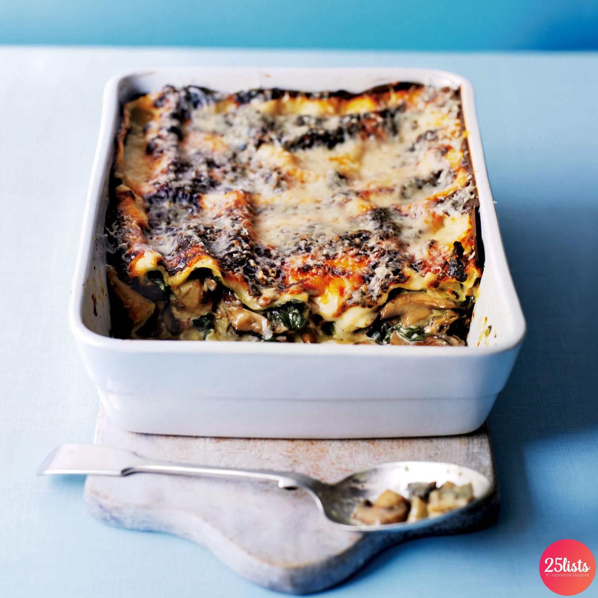 Wild Mushroom and Spinach Lasagna with Goat Cheese Sauce